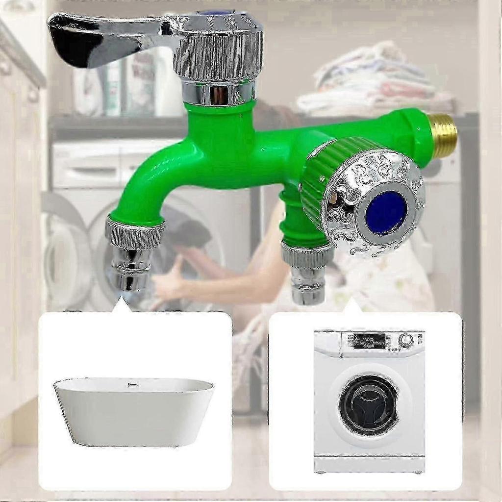 2026 Hot!! Washing Machine Faucet, Dual Control Water Diverter - Thick Ergonomic Handle - Laundry Tub Faucet, Dual Control Washing Machine Faucet with