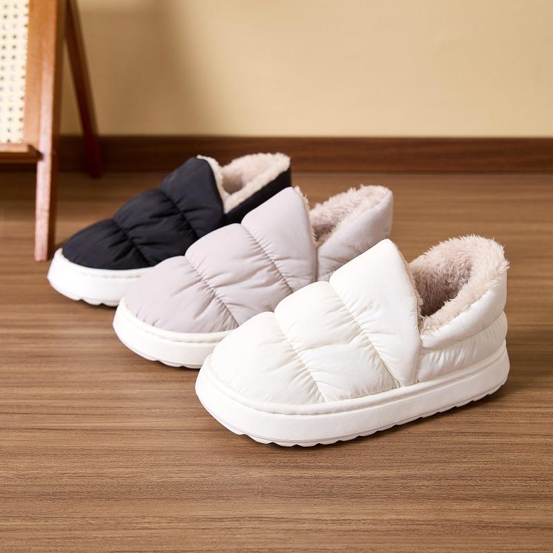 Cross-border foreign trade new spot wear thick-soled non-slip home cotton shoes rain cloth thickened plush thermal cotton slippers