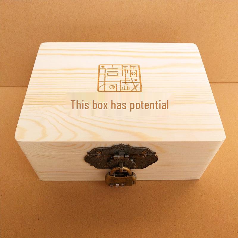 Vintage Solid Wood Rectangular Storage Box with Lid