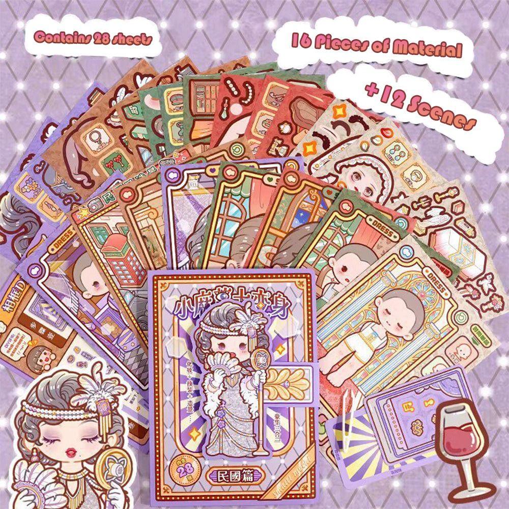 Big Transformation Sticker Book Small Patterns Handmade Stickers Dress Up Stickers For Children