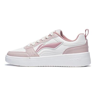 LiNing Ingots Slip Resistant Cushioning Wear Resistant Height Increasing Low Top Skateboard Shoes Women's White Pink AGCT340-1