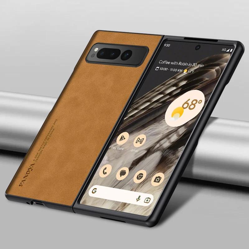 Luxury Leather Matte Skin Feel Phone Case for Google Pixel Fold2 Fold Shockproof Anti-fingerprint PU Fashion Silicone Soft Cover