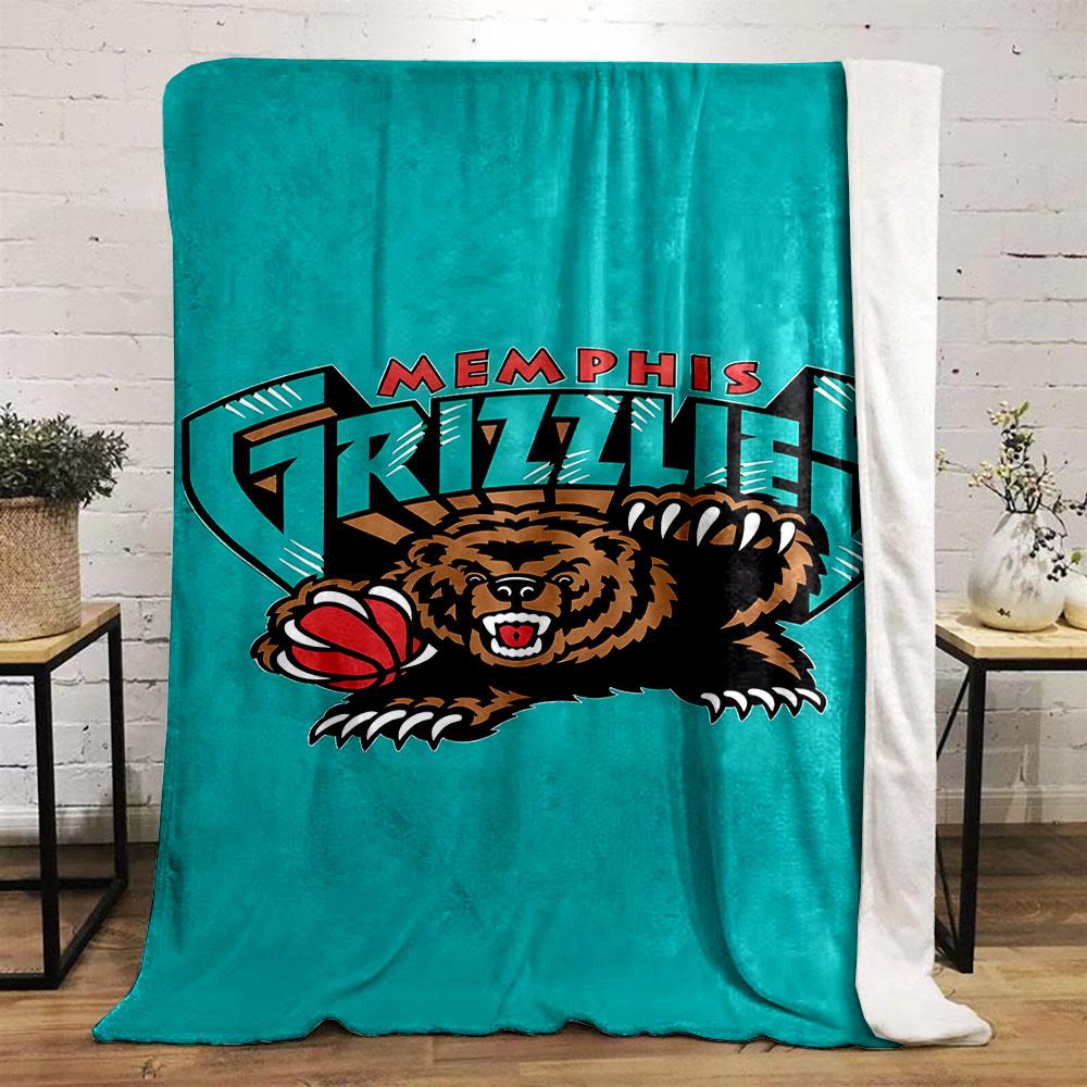 Memphis Grizzlies Bear Logo Design Patterned flannel blanket perfect for the bedroom living room, sofa, or a little nap