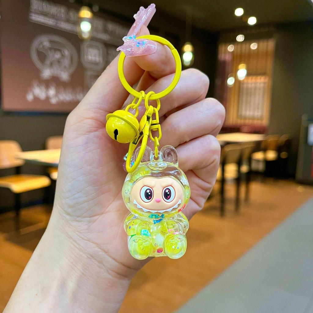 Breloque de téléphone poupée en peluche Labubu: Porte-clés ornement de sac à dos mignon, coloré, transparent