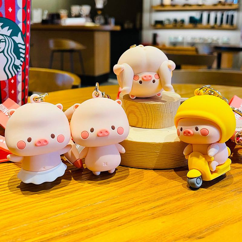 Authentic Cute Piggy Plush Doll Keychain Adorable Pvc Key Ring For Cars Birthdays