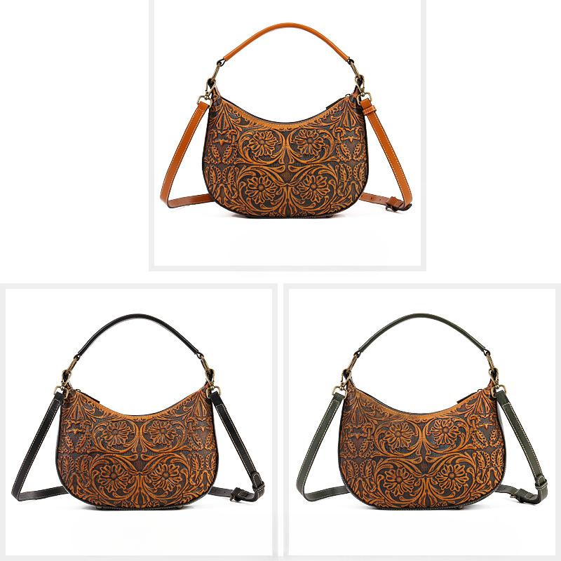 Sommer Luxus Nische Damen Handtasche Einzelne Schulter Umhängetasche Retro Echtleder Damen Tasche Mode Unterarm Tasche Damen