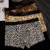 Boxer con Stampa Leopardo Seta Ghiacciata Biancheria Intima Uomo Mutande Uomo in Grafene Traspiranti Comode Mutandine da Uomo Boxer Corti Ultraleggeri Slip