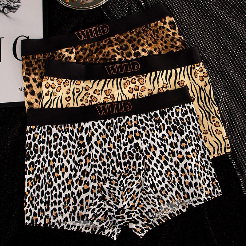 Boxer con Stampa Leopardo Seta Ghiacciata Biancheria Intima Uomo Mutande Uomo in Grafene Traspiranti Comode Mutandine da Uomo Boxer Corti Ultraleggeri Slip
