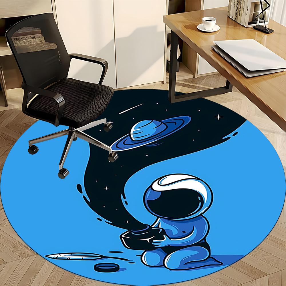 1pc Astronaut Saturn Office Round Area Rug, Under Office Chairs Bedroom Living Room Home Decor, Room Deco