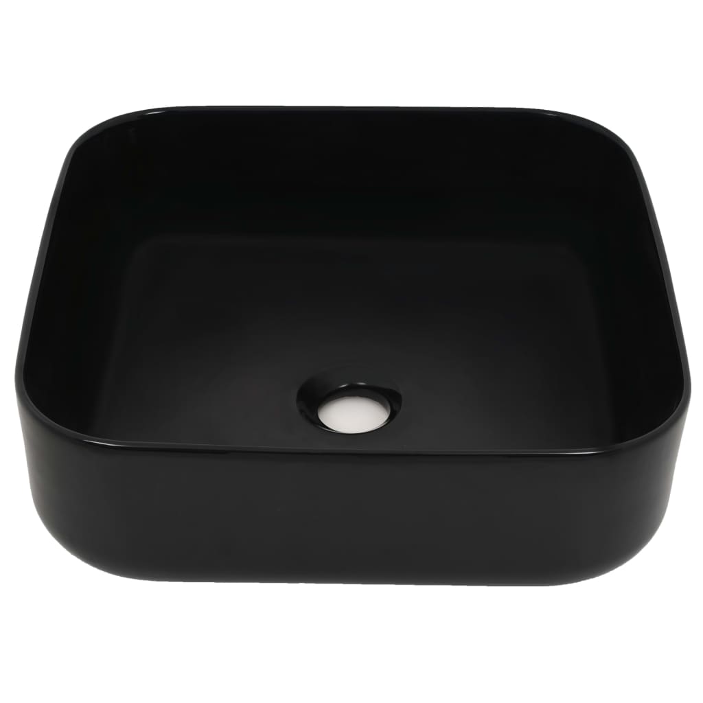 Vidaxl Ceramiczna Umywalka Kwadratowa, 38 X 38 X 13,5 Cm, Czarna