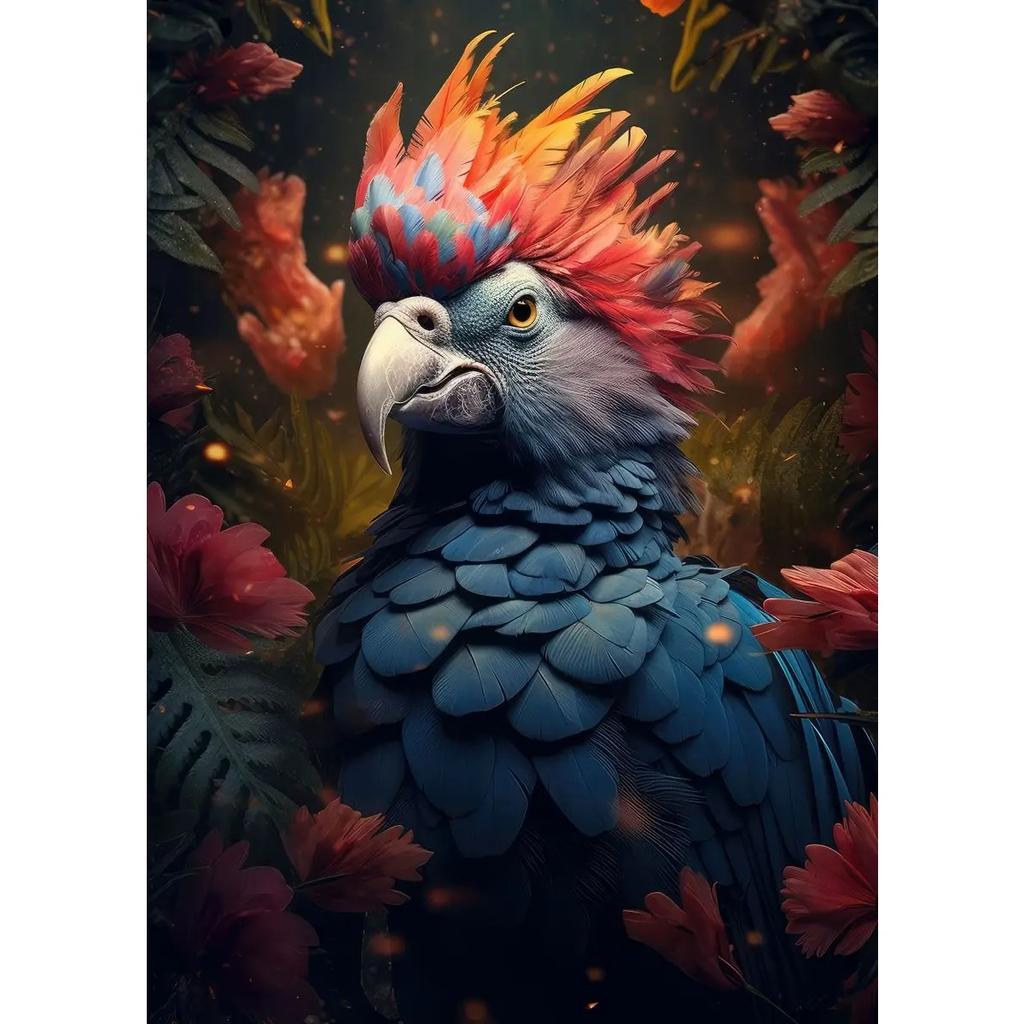 Lion Flamingo Panda Monkey In Flower Jungle Art Posters Wild Animal Art Canvas Painting Print Wall Art Picture Home Decor Mural