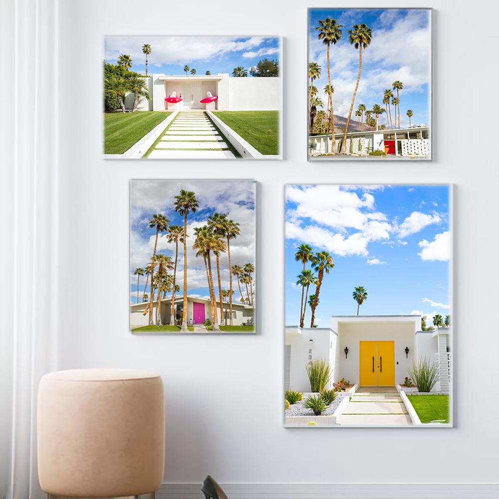 

Современная архитектура пустыни Калифорния Путешествие Фото Плакат Палм-Спрингс Принт Винтажный дом Стена Комната Фотография
