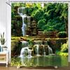Modern 3D Printing Forest Shower Curtain Green Plant Tree Landscape Bath Curtain With Hooks For Bathroom waterproof scenery