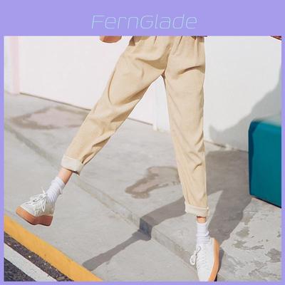 Cotton Blend Womens Pants With Slim Fit And High Waist For Casual Wear