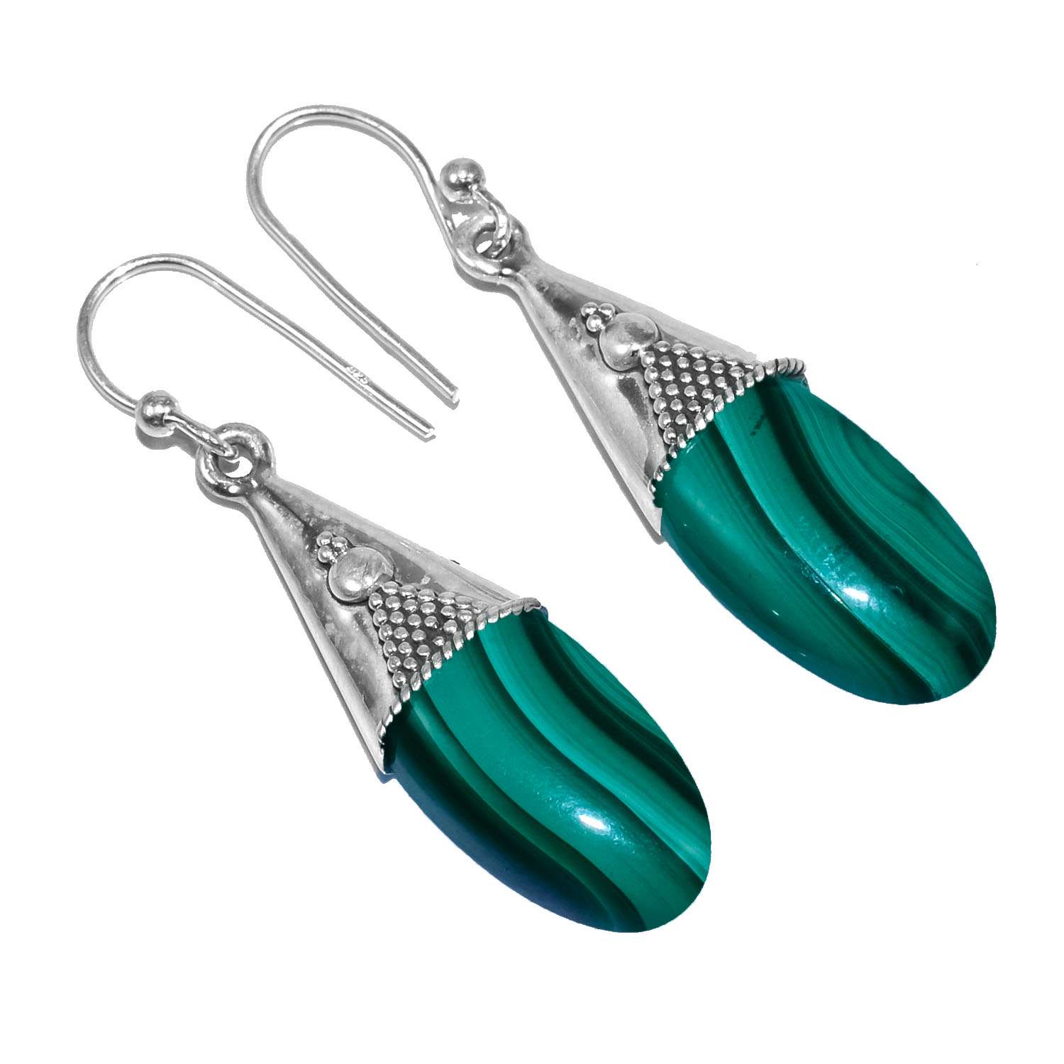 

Серьги с малахитовым драгоценным камнем, твердые серьги из стерлингового серебра 925 пробы, серьги ручной работы, ювелирные изделия, подарок для женщин и девочек, E-1580