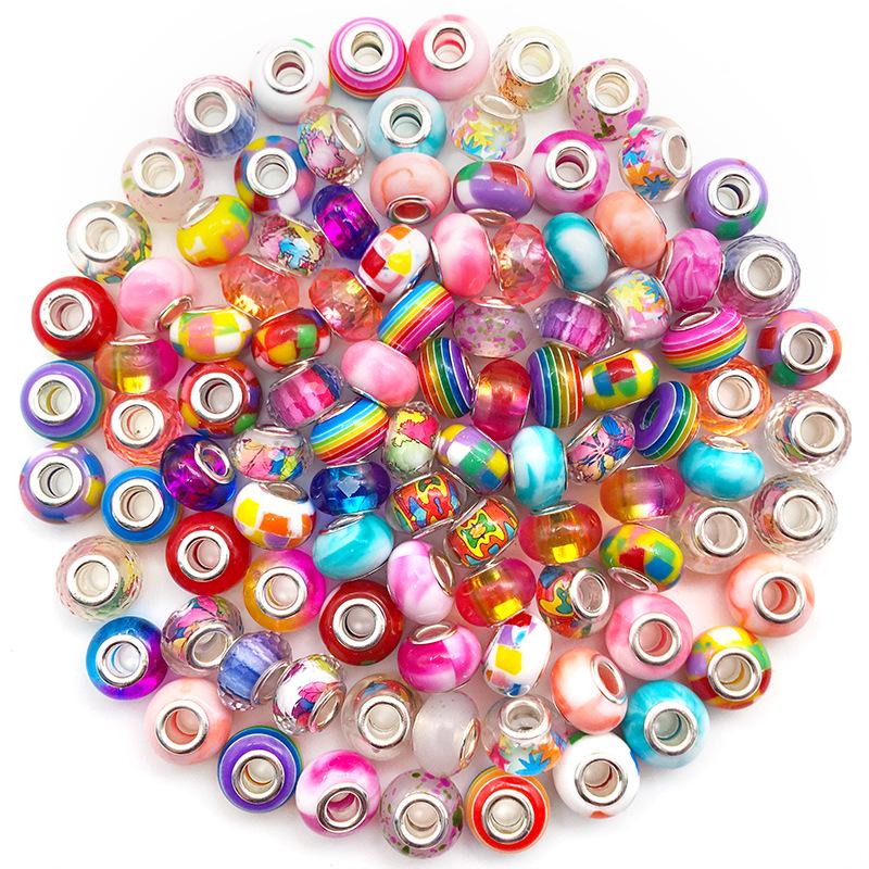 

10pcs Large Hole Colorful Beads: Yellow, Green, Pink, Blue, Purple for DIY Bracelets & Necklaces