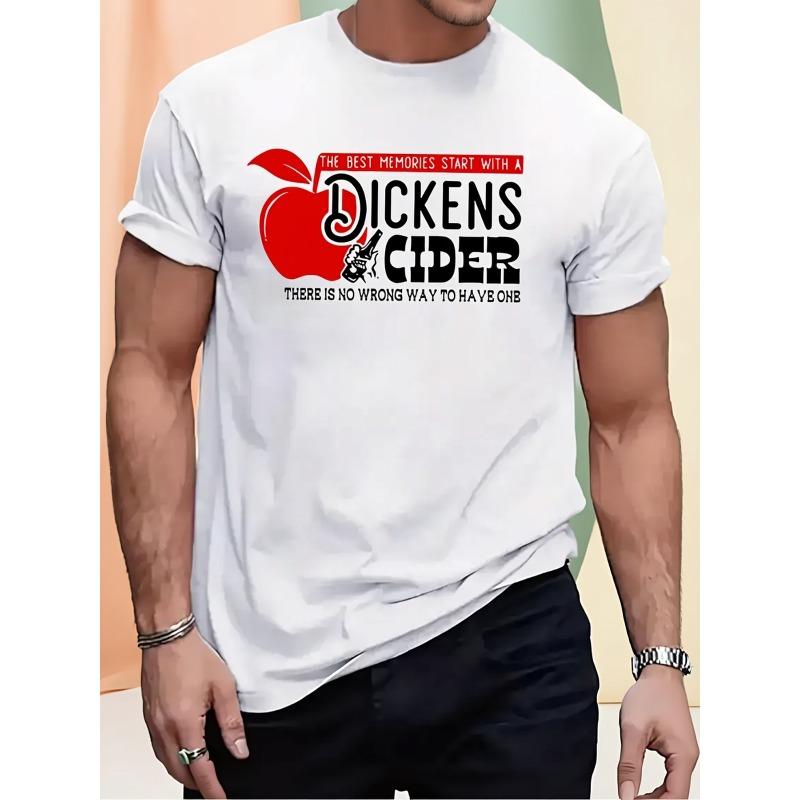 Men S Dickens Cider Graphic T-Shirt -  The Best Memories Start with a Dickens Cider  Design, Black Short Sleeve Tee for Casual Summer Wear S белый