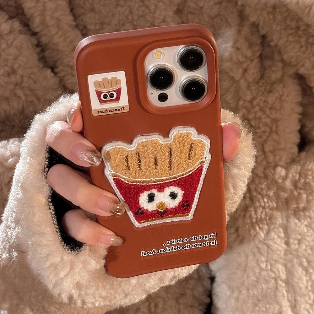 Fuzzy Food Fries Case Suitable for IPhone 15 Pro Max, Apple 16, and IPhone 17 Models. 3D Protective Case for Multiple IPhone Models.