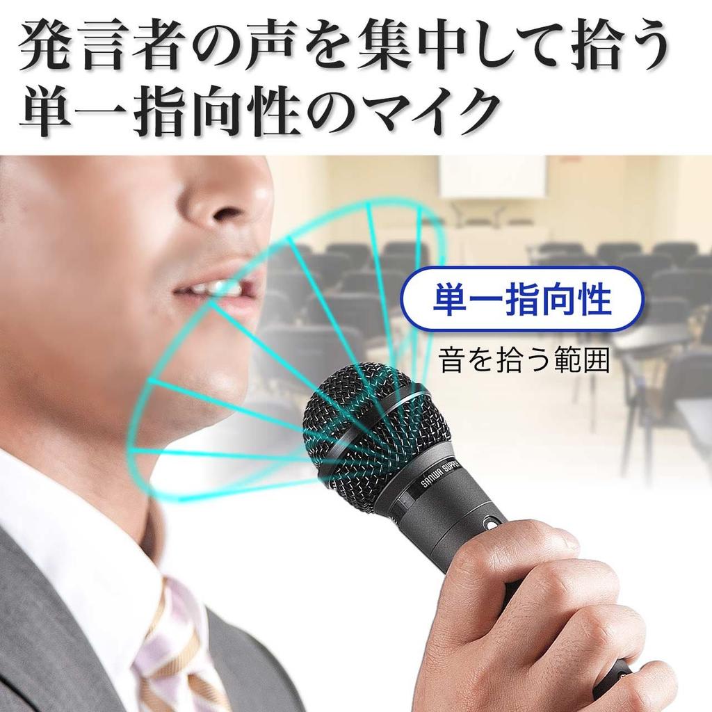 Sanwa Direct Dynamic Microphone, Unidirectional, with Switch, 4.5m Cable, 1 Unit, 400-SP045