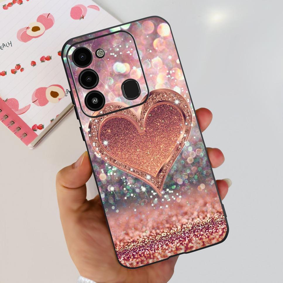 For Tecno Spark GO 2022 Case KG5 Soft Silicone Cute Cat Phone Cover For Tecno SparkGO 2022 6.52" Luxury Love Flower Cases Funda