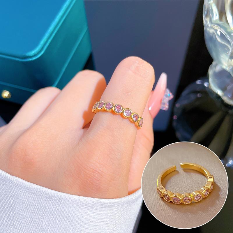 [Real Gold Electroplating] Temperament Advanced Sense Zircon Super Flash Ring Women'S Opening Can Be Adjusted And Simple