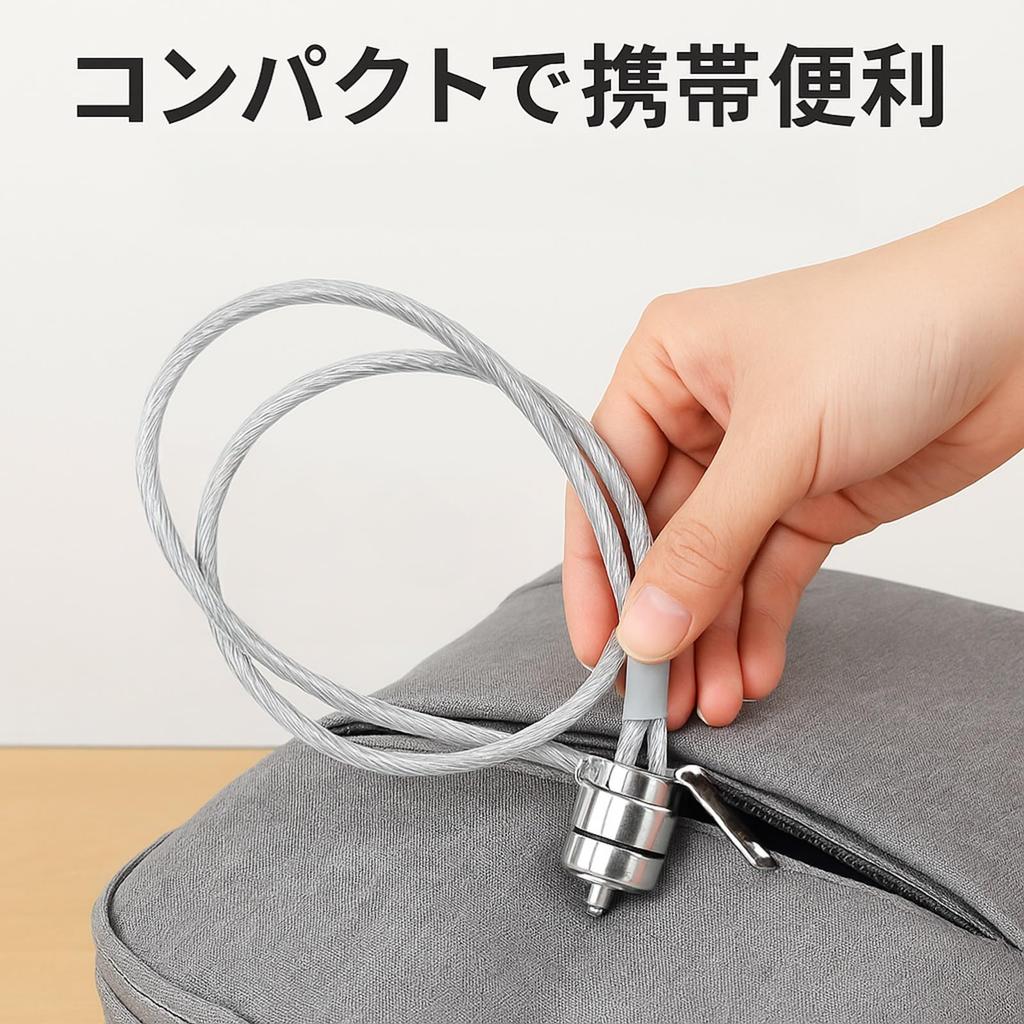 Rubonarie Security Wire Lock, 1.8m, Set of 2, with Spare Key, for Security (Silver)