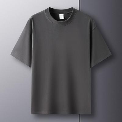 Pure Cotton Summer High-end Brand Men's Short Sleeve Round Neck Fashionable Style Half Sleeved Top Breathable T-shirt