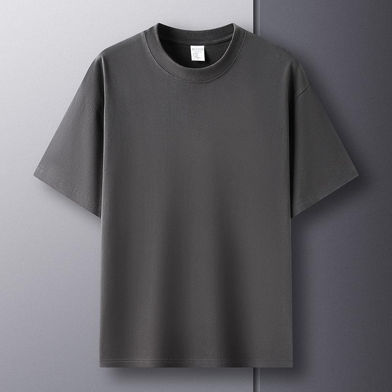 Fable Zomer Heren T-shirt met Korte Mouwen Katoen Veelzijdig Premium Onderhemd Heren Ronde Hals Katoenen Top XL donkergrijze kleur