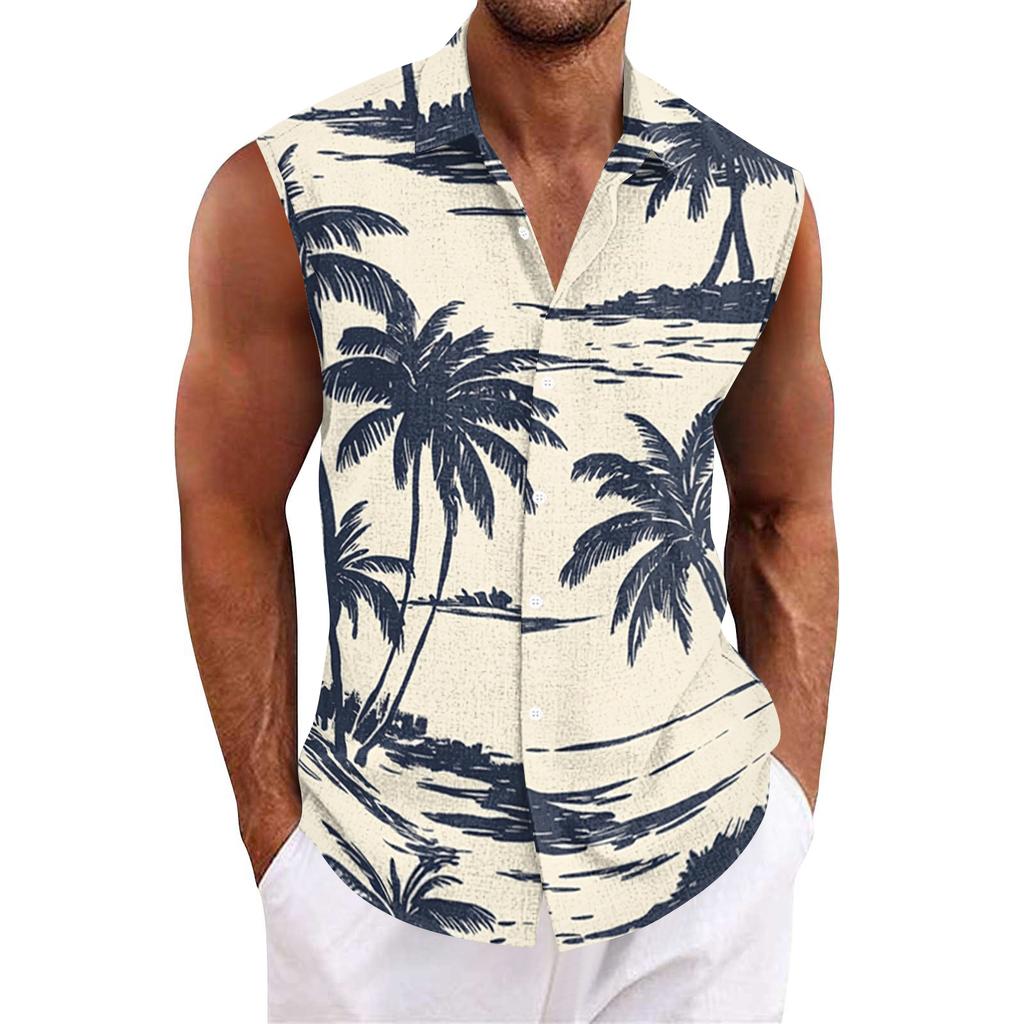 Herrskjorta med Hawaii-mönster och knappar
