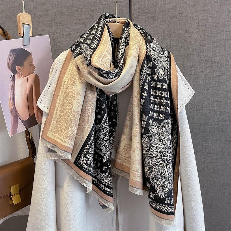 New Print Autumn Winter Scarf Women Pashmina Shawls and Wraps Cashmere Blanket Warm Thick Stoles for Lady Bufanda Stole