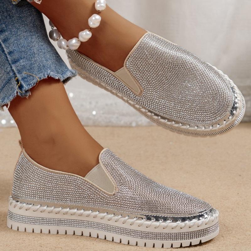 Spring and autumn new thick-soled lazy one-pedal rhinestone single shoes women's flat baseplate shoes
