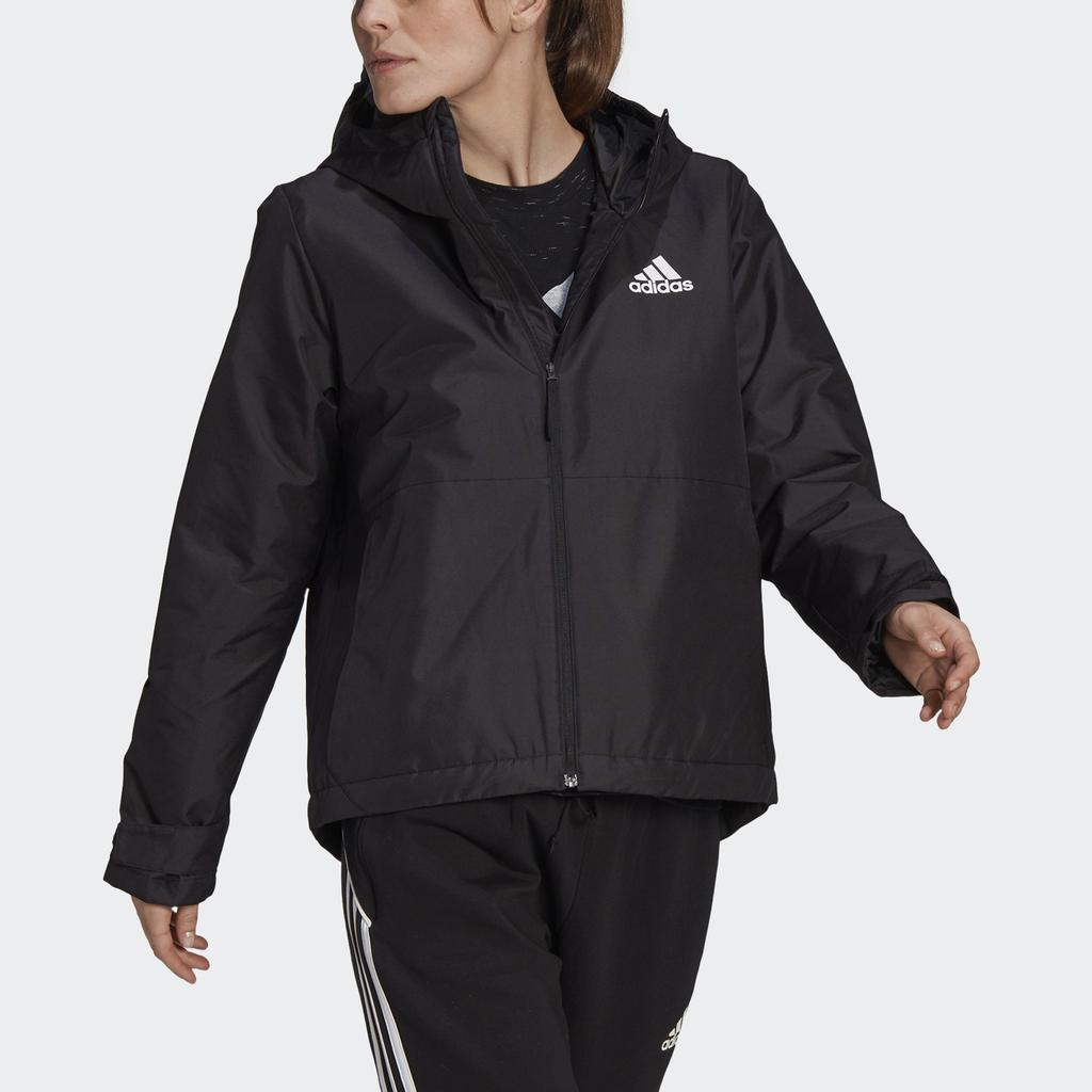 Adidas W Bsc St H J Classic Logo Outdoor Sports Hooded Cotton Jacket Women Jacket Black GN3238