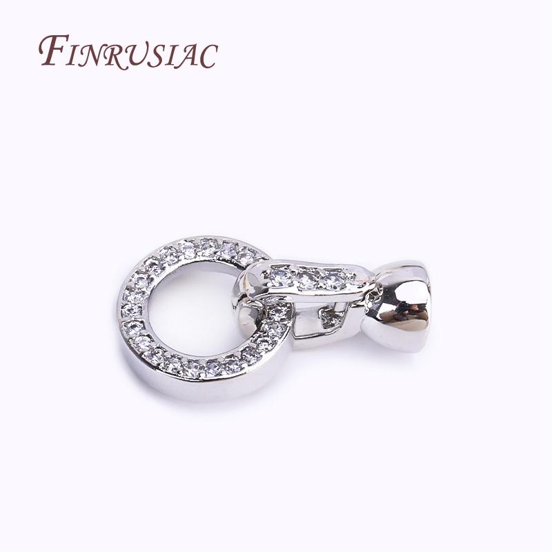 18K Gold Plated Inlaid Zircon Round Fastener Connector Clasps For Necklace Supplies,Beads End Clasps Fastener DIY Jewelry Making
