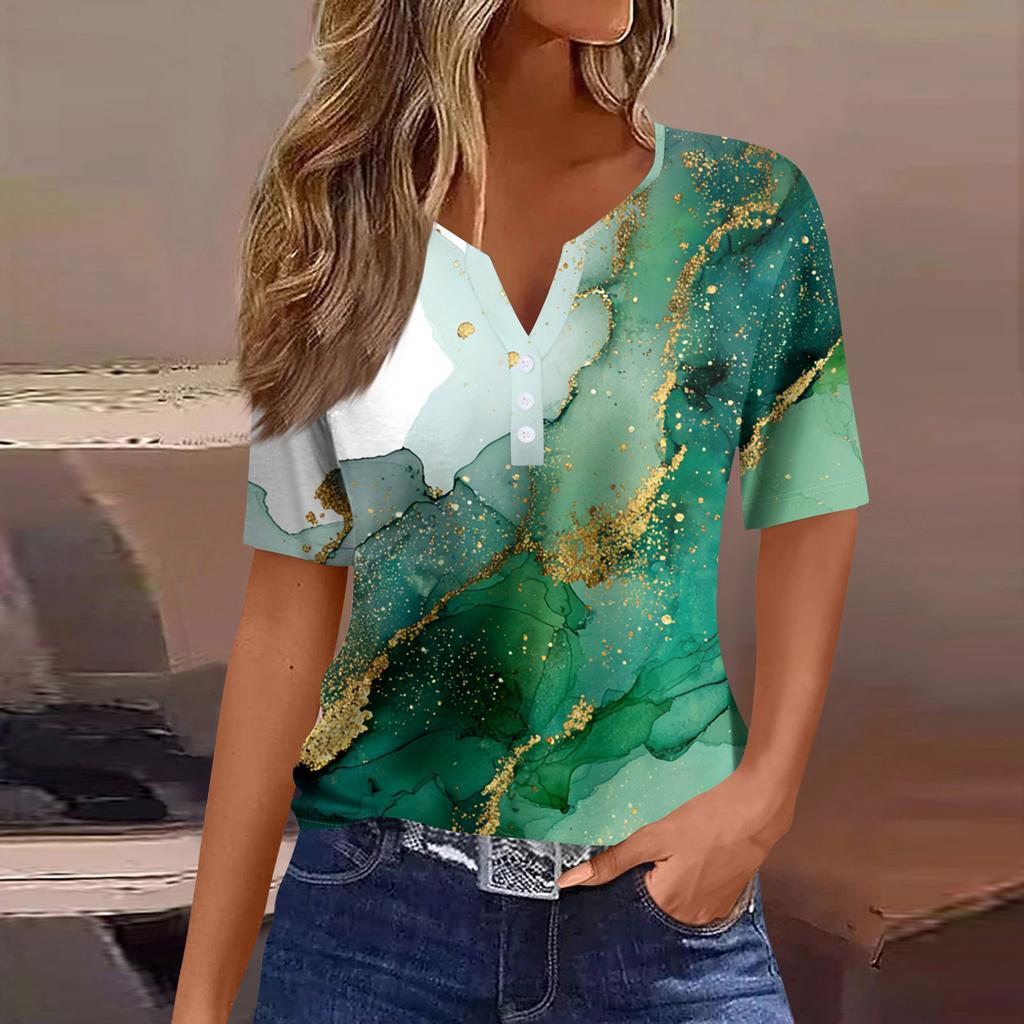 Women's Blouse Fashionable And Casual Short-Sleeved Printed T-shirt Top