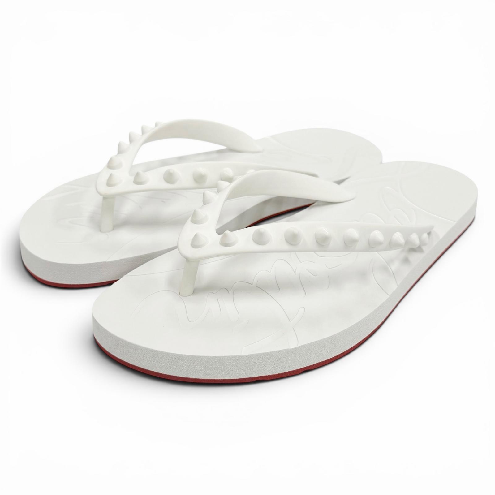 Pristine Christian Louboutin Beach sandal Spike Studded Rubber Sandals rubber 35 Used