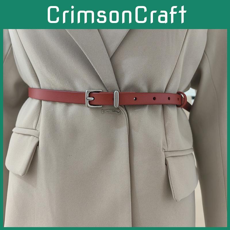 Leather Genuine Slim Belt Women With Alloy Pin Closure For Fashionable Use Daily