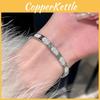 Titanium Steel Geometric Bracelet With Sparkling Crystals For Fashion And Office Wear