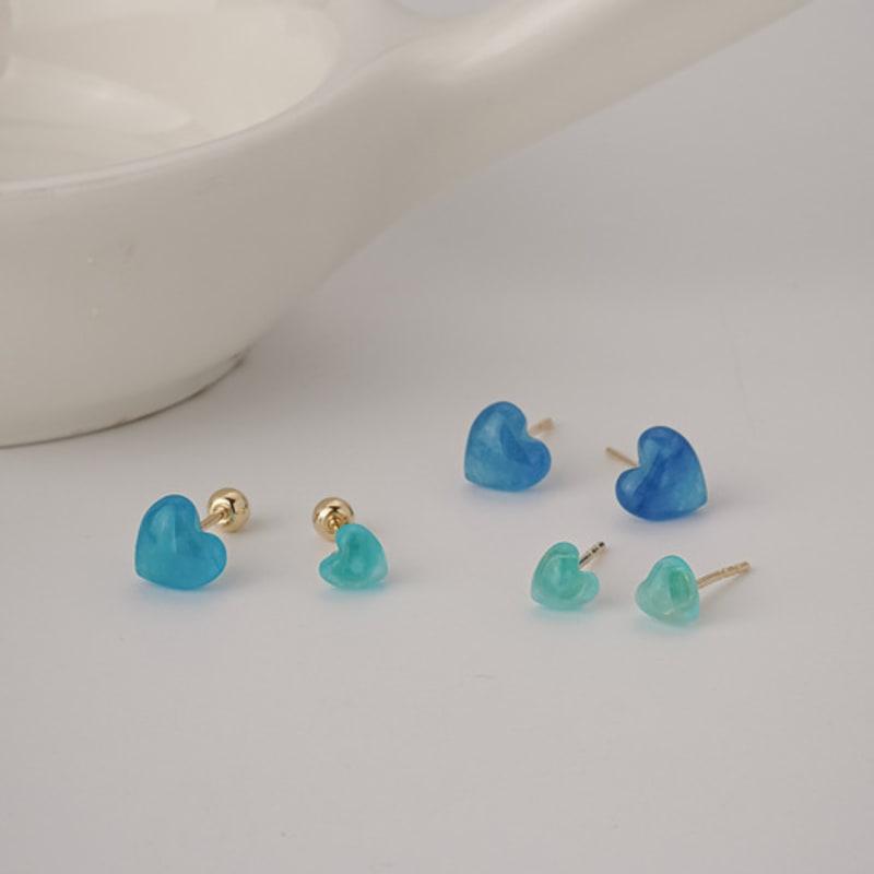 

JEWNEL 14K Plump Heart Pastel Quartz Gemstone Piercing Earrings (2 sizes/6 colors) Piercing (1 piece) - S (3mm)