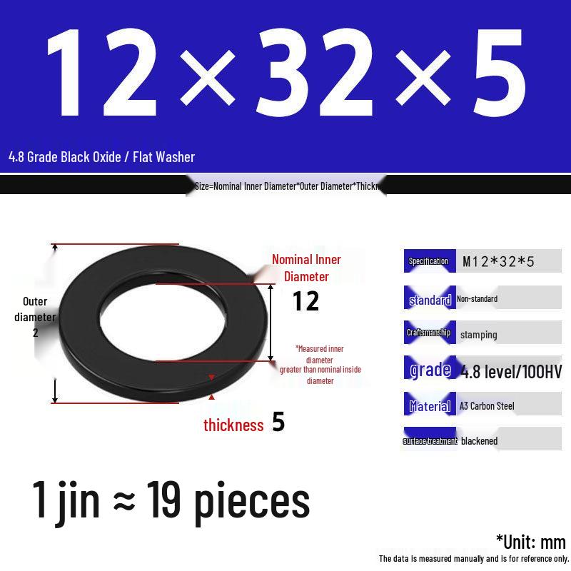 Blackened Enlarged Thickened Metal Washer - M3-M42