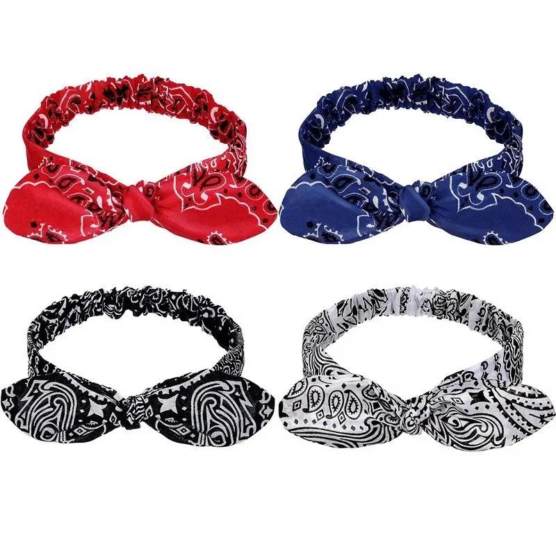 Printed Rabbit Ears Elastic Contour Crossover Hairband Wire Knot Wash Face Headband Elastic Hairband Stretch Headbands for Women