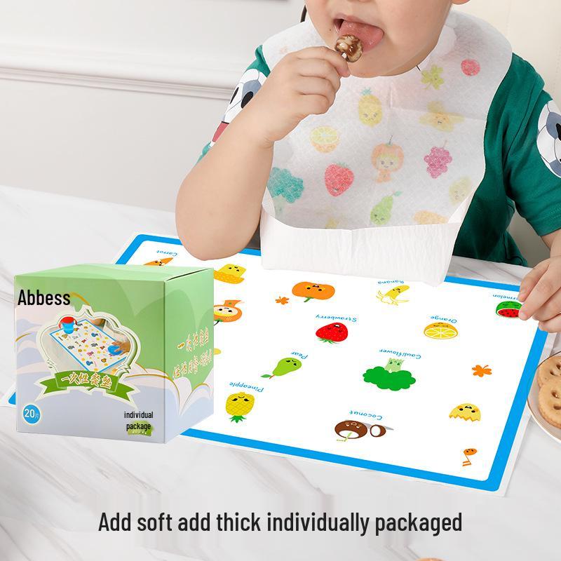 

Baby Disposable Waterproof Placemats - Oil-Absorbent Non-Woven Fabric Table Mats Individually Packaged