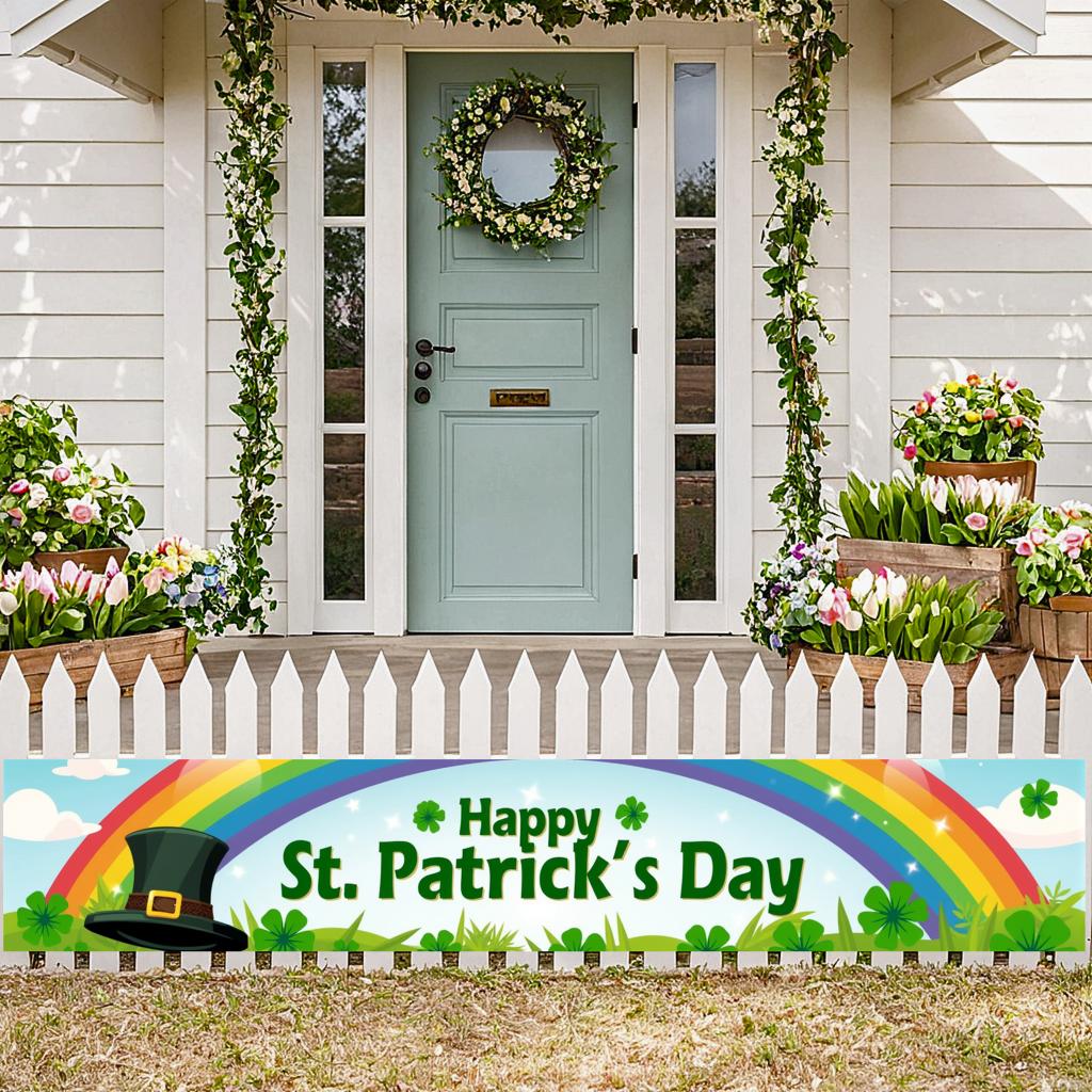 Lightweight Holiday Background Reusable Large Portable Backdrop Vibrant Shamrocks Background for Family