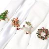 Christmas Napkin Rings, Elk Napkin Rings, Gold Rhinestones, Suitable for Party Wedding Table Christmas Decoration Accessories
