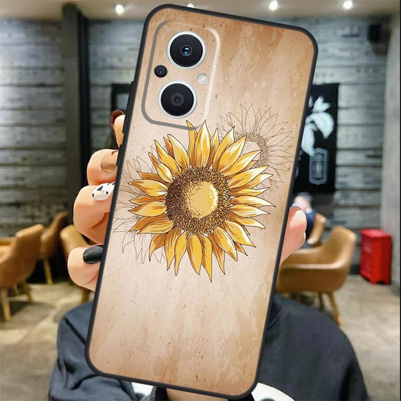 Beautiful Yellow Sunflower Case For OPPO Reno 8T 7 8 10 11 12 13 Pro 13F 12F OPPO Find X8 Pro X6 X3 X5 Lite Cover Coque