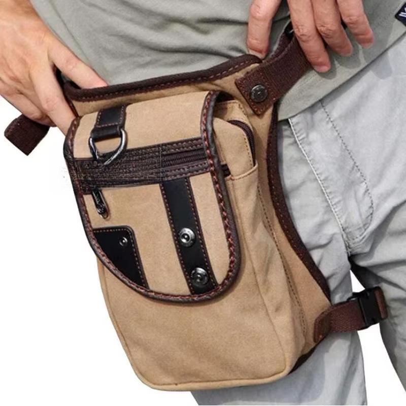 Nylon/Canvas Men Drop Leg Bag Waist Pack Hip Bum Belt Casual Shoulder Leg Bag Motorcycle Riding Thigh Bag