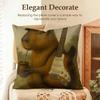 Funny Animal Friends Design Cushion Cover Natural Linen Organic Fabric DoubleSided Printing Sofa Home Decor Gift Pillow Case