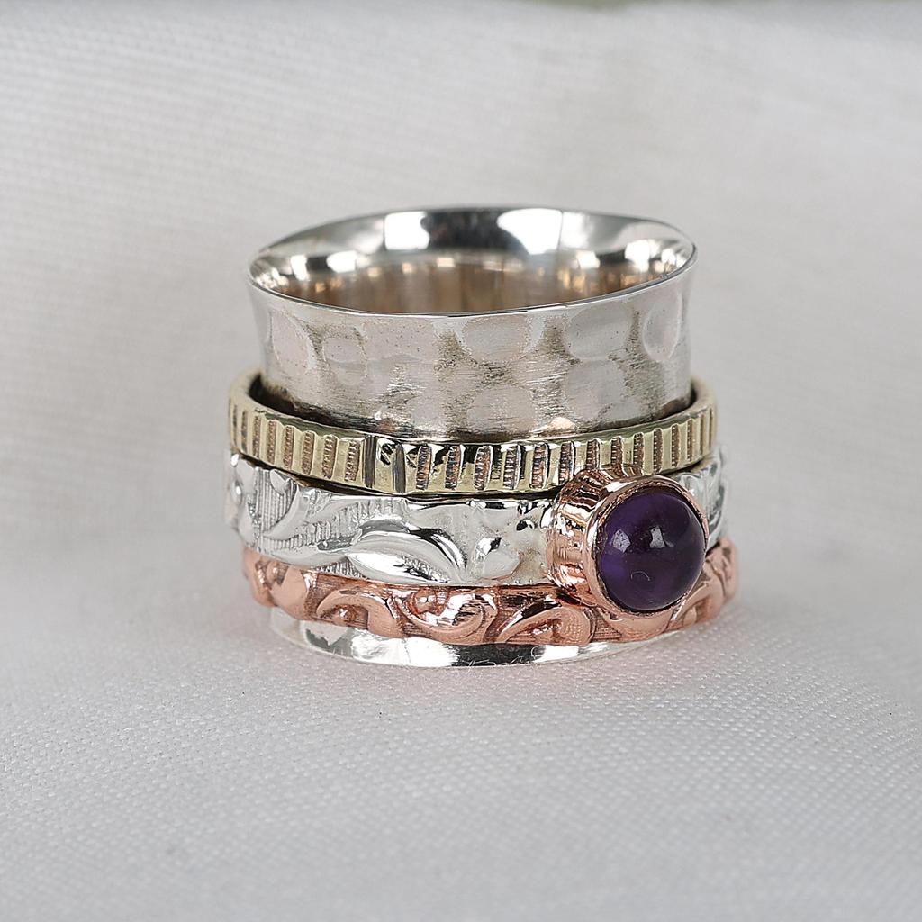 Silberschmuck, Spinner Ring, Geburtsstein Schmuck, Angst Ring, Geschenk Für Ihn