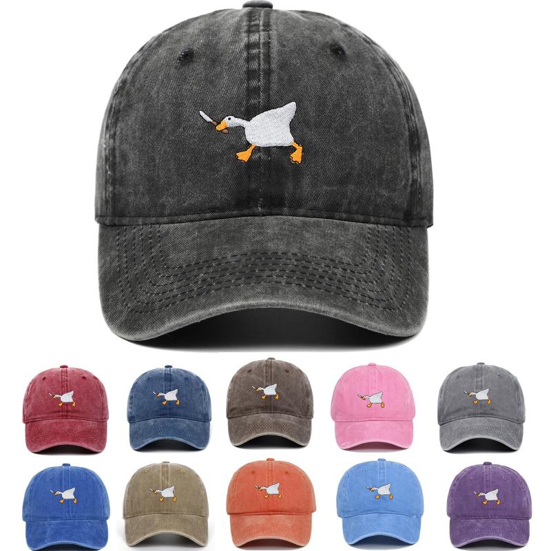 Embroidered Baseball Cap With Goose Pattern For Uninsex Casual And Fashionable City Style Duckbill Cap