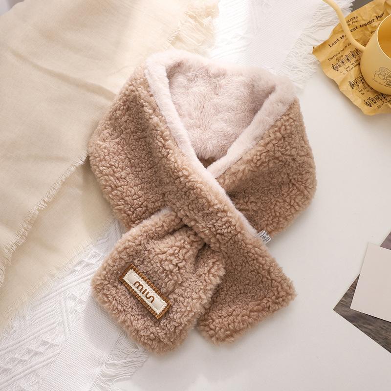 Winter solid color fashionable versatile personality trend printed warm breathable scarf cold comfortable cross neck scarf