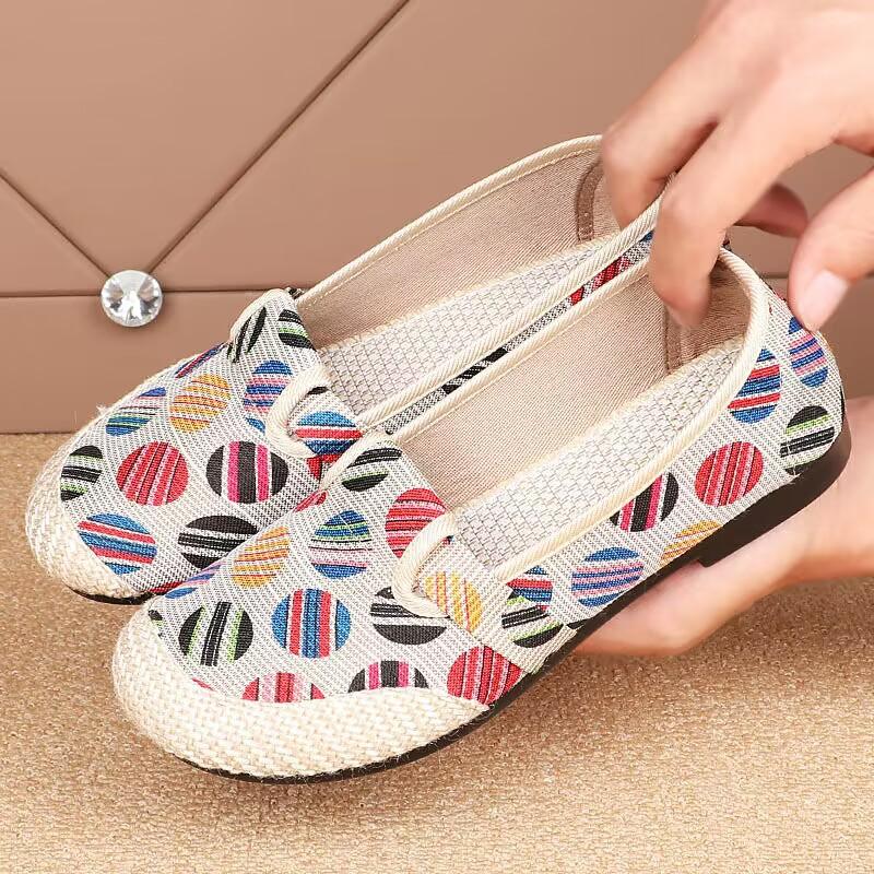

Spring and summer new cloth shoes women s canvas shoes single shoes versatile comfortable casual one-pedal non-slip soft-soled shoes 35